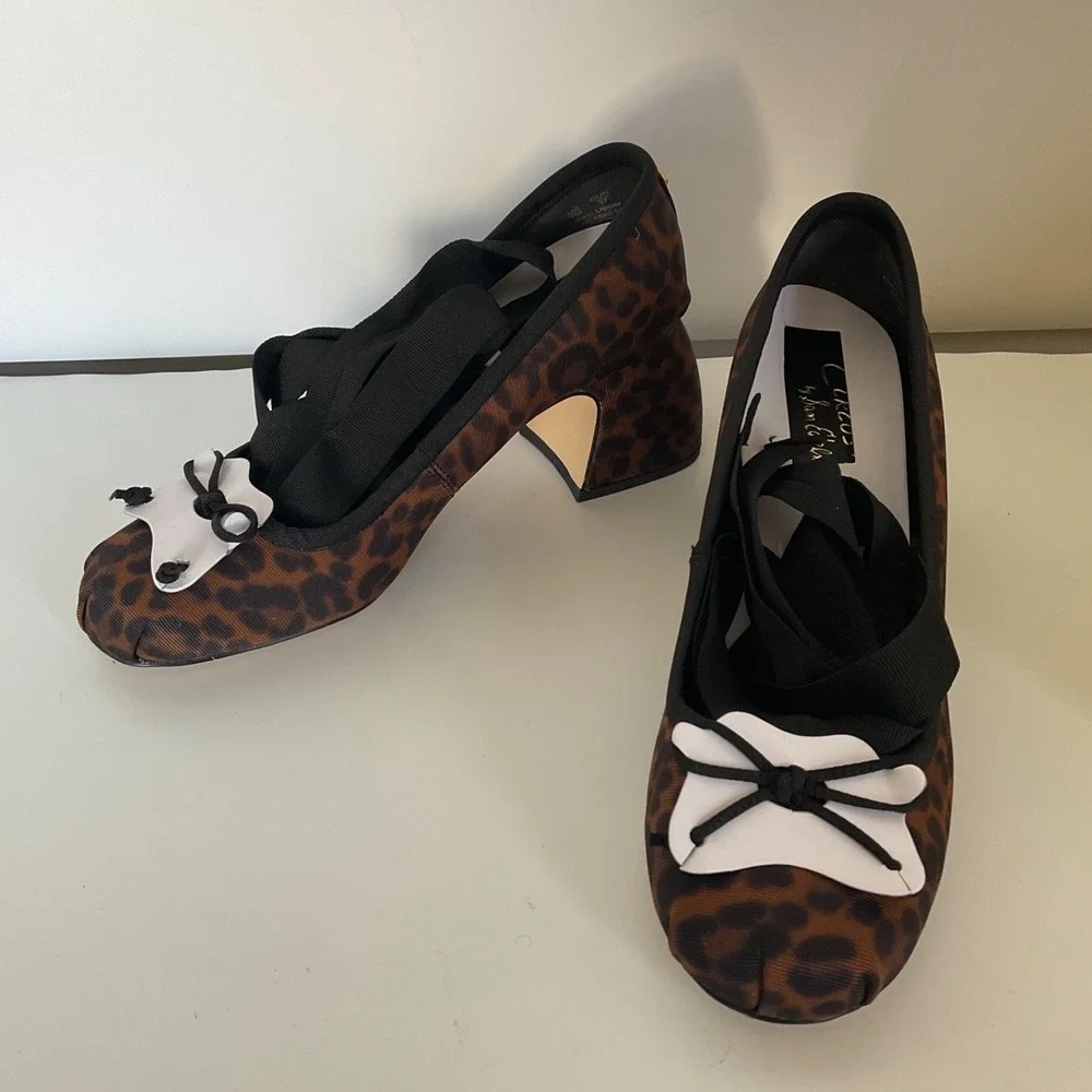 Circus NY by Sam Edelman Della Strappy Chunky Block Heel Natural Leopard Sz 7 - Picture 11 of 12